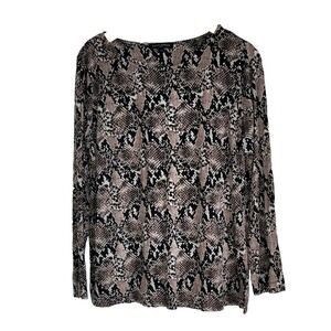Mario Serrani Women's L Snake Print Top Black Beige White Viscose Stretch